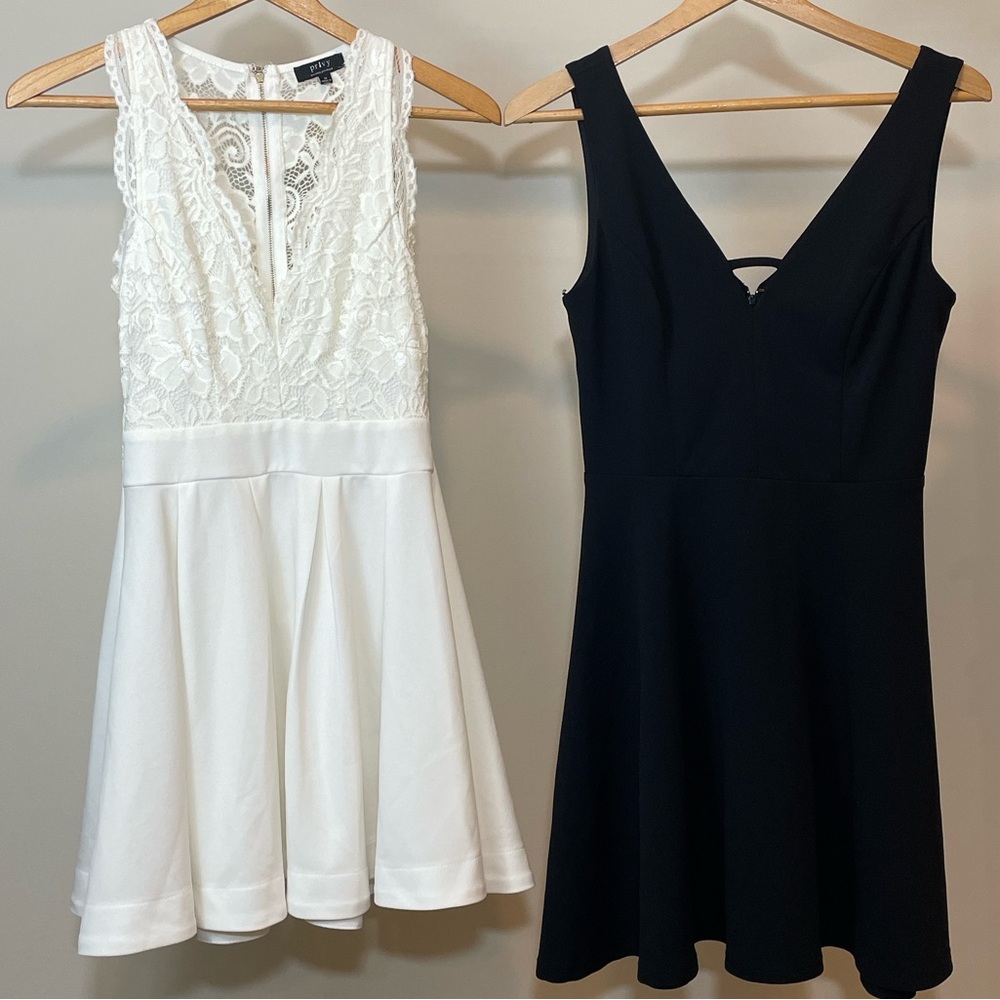 Privy and City Studio 2 Bundle Black and White Fit and Flare Skater Dresses